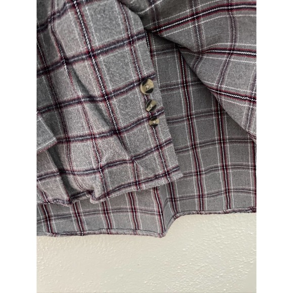 Burry Lane Button Down Flannel Shirt Mens Size XXL Red Grey Blue Plaid Heavy - Picture 5 of 7